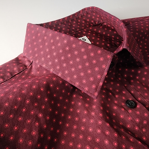 Express Men's Red Dot Long Sleeve Button Up/Down Medium Slim Fit Great Condition - Picture 2 of 7